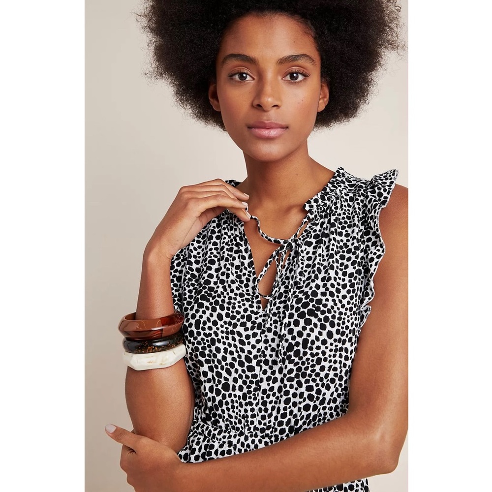 New Maeve Ruby Ruffled Mini Dotted Dress - Picture 3 of 14